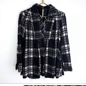 Free People Plaid Baby Blues Tunic with pockets